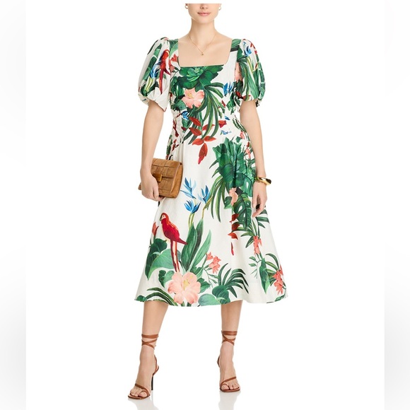 FARM Rio Midnight Macaw Linen Blend Fiesta Dress - Picture 3 of 8